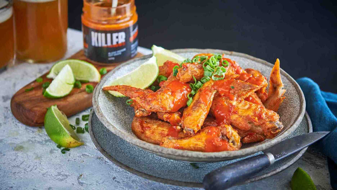 Hot Chicken Wings with Blood Orange Hot Sauce